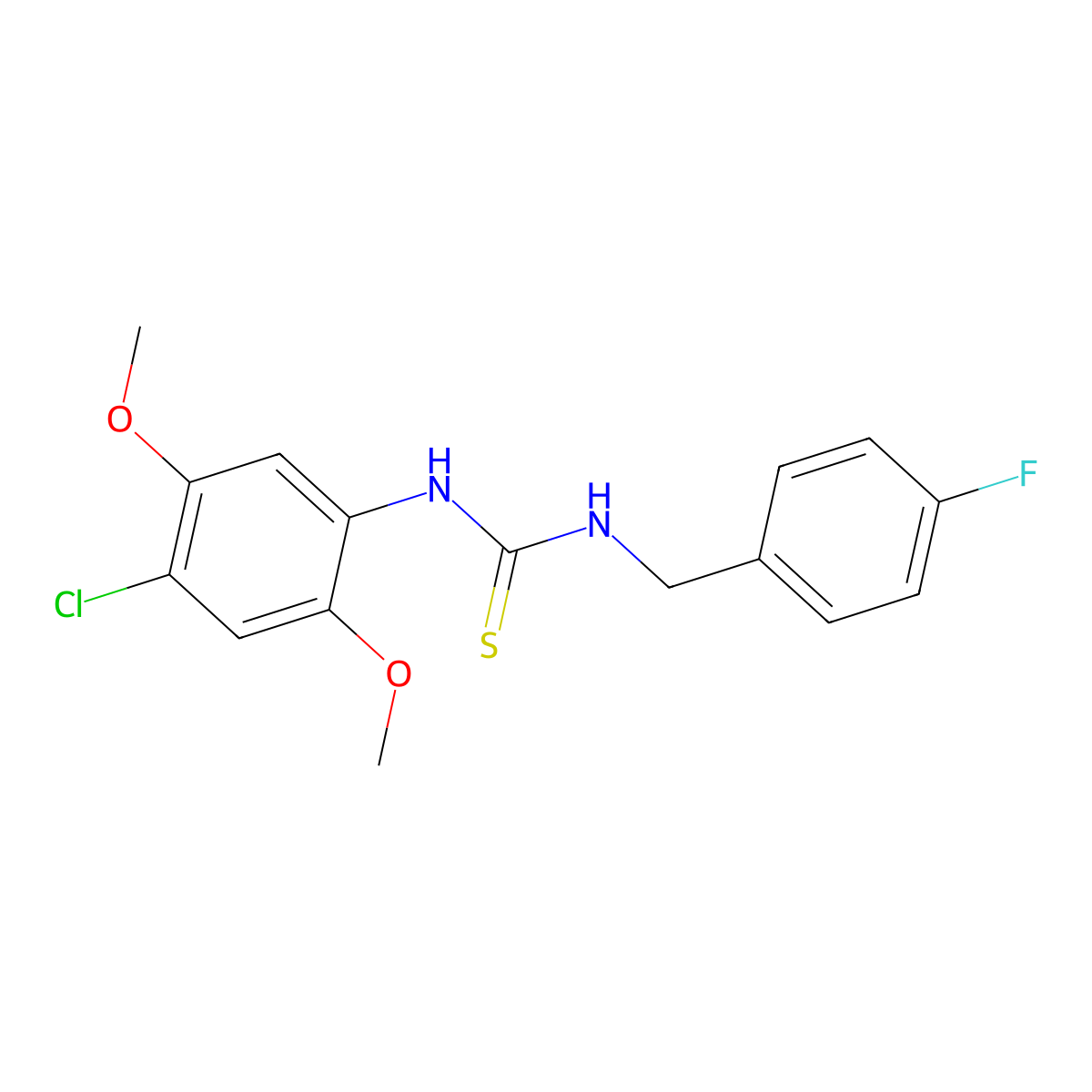 N-(4-chloro-2,5-dimethoxyphenyl)-N'-(4-fluorobenzyl)thiourea molecular structure, CAS 664968-80-3