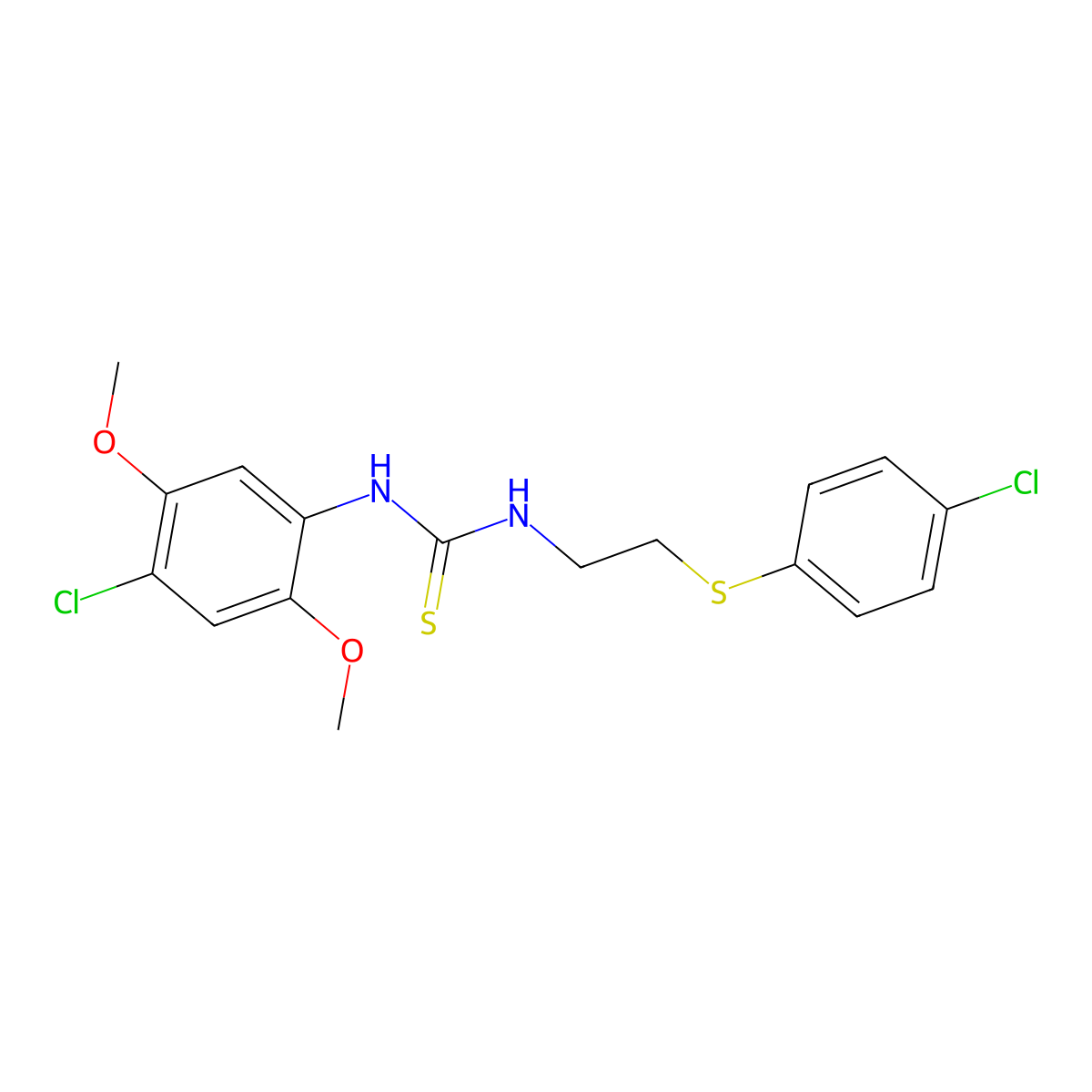 1-(4-Chloro-2,5-dimethoxyphenyl)-3-[2-(4-chlorophenyl)sulfanylethyl]thiourea molecular structure, CAS 664968-84-7