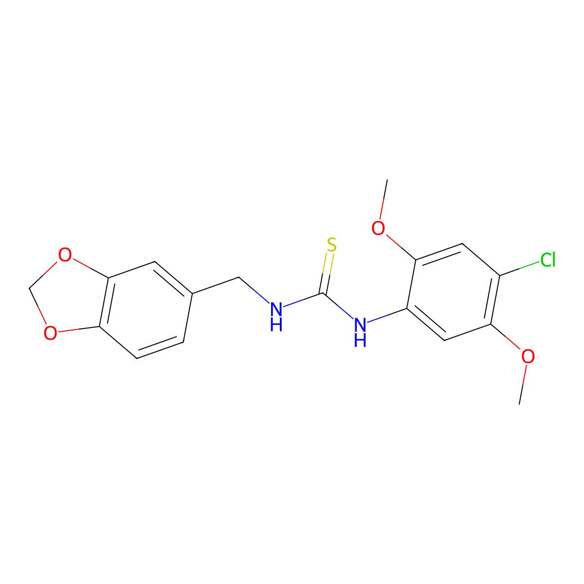 1-(1,3-Benzodioxol-5-ylmethyl)-3-(4-chloro-2,5-dimethoxyphenyl)thiourea molecular structure, CAS 664968-88-1