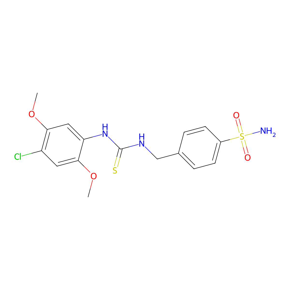 1-(4-Chloro-2,5-dimethoxyphenyl)-3-[(4-sulfamoylphenyl)methyl]thiourea molecular structure, CAS 664968-89-2