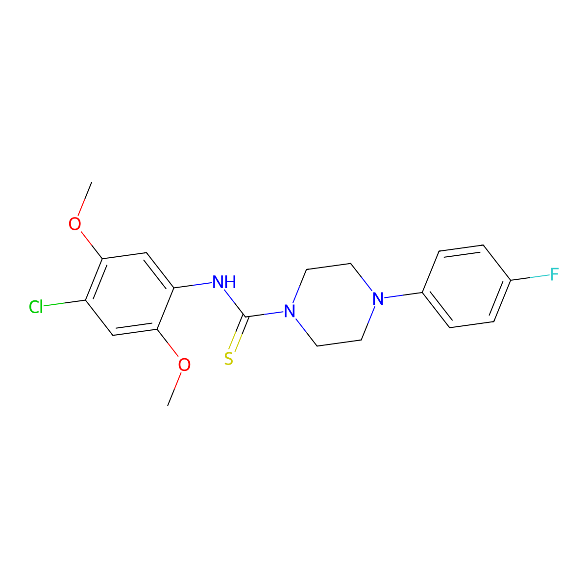 N-(4-chloro-2,5-dimethoxyphenyl)-4-(4-fluorophenyl)piperazine-1-carbothioamide molecular structure, CAS 664968-97-2