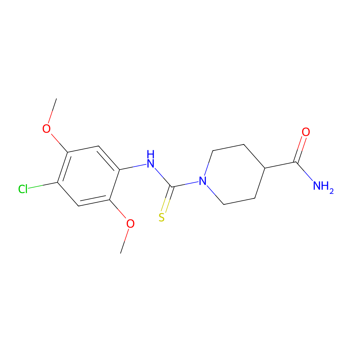 1-[(4-Chloro-2,5-dimethoxyphenyl)carbamothioyl]piperidine-4-carboxamide molecular structure, CAS 664968-98-3
