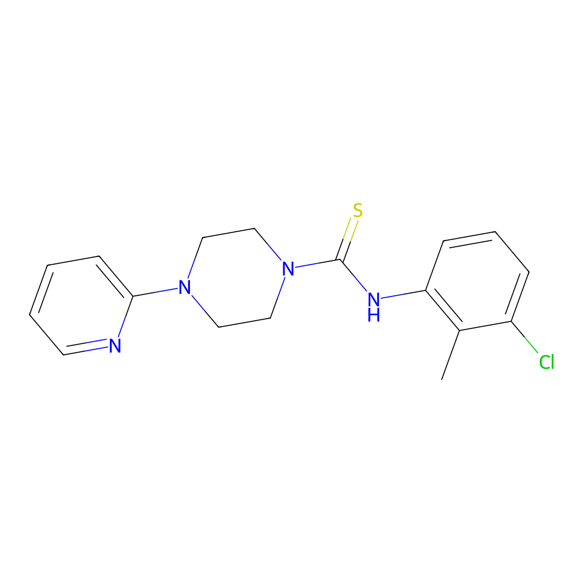 N-(3-chloro-2-methylphenyl)-4-(2-pyridinyl)-1-piperazinecarbothioamide molecular structure, CAS 664969-00-0