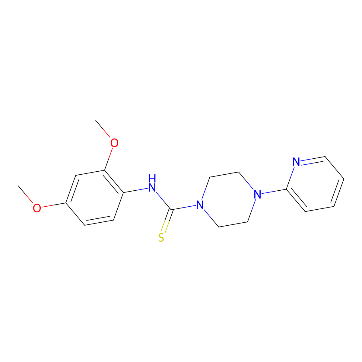 N-(2,4-dimethoxyphenyl)-4-pyridin-2-ylpiperazine-1-carbothioamide molecular structure, CAS 664969-01-1
