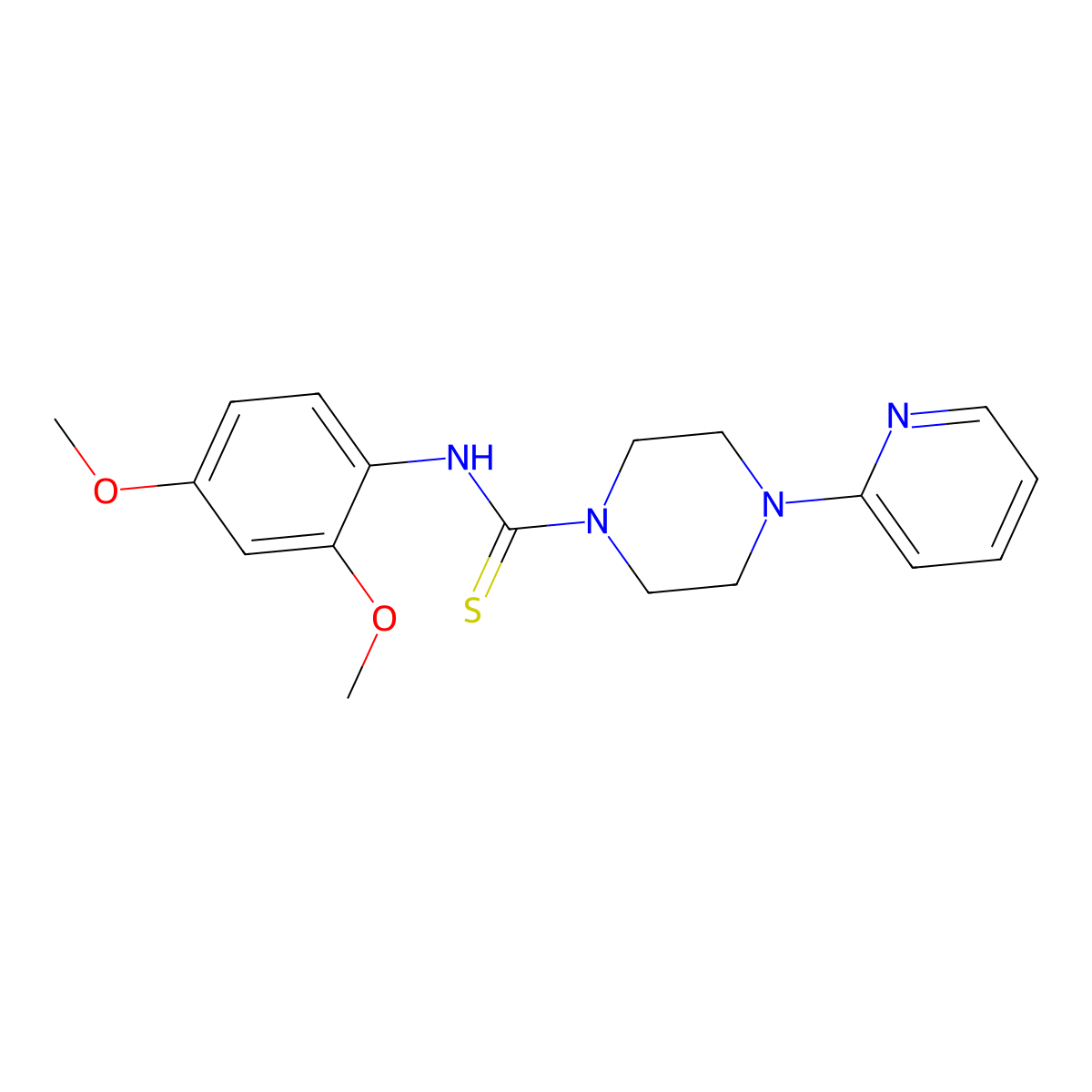 N-(2,4-dimethoxyphenyl)-4-pyridin-2-ylpiperazine-1-carbothioamide molecular structure, CAS 664969-01-1