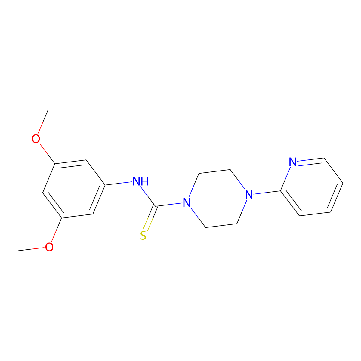 N-(3,5-dimethoxyphenyl)-4-(2-pyridinyl)-1-piperazinecarbothioamide molecular structure, CAS 664969-03-3