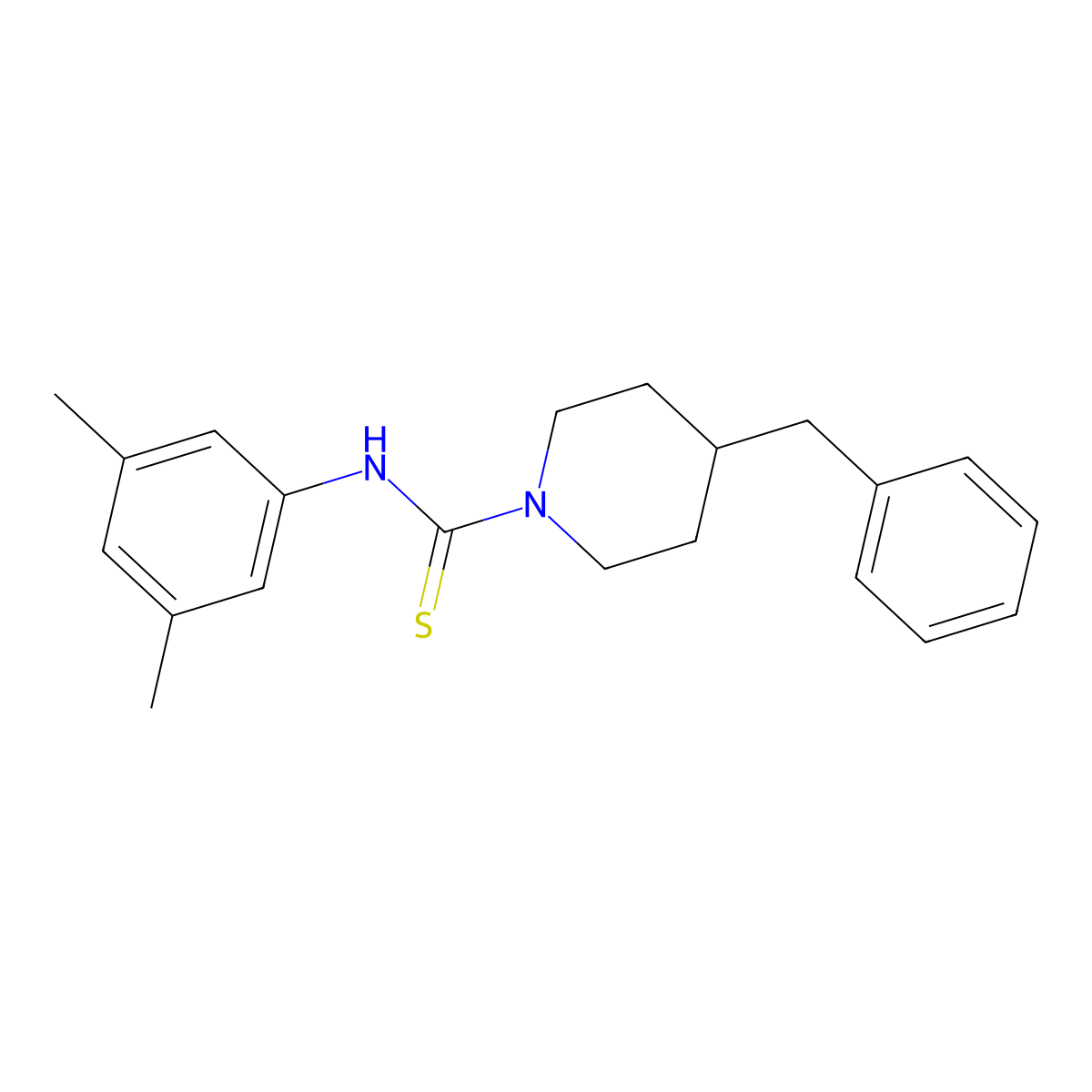 4-benzyl-N-(3,5-dimethylphenyl)piperidine-1-carbothioamide molecular structure, CAS 664969-21-5