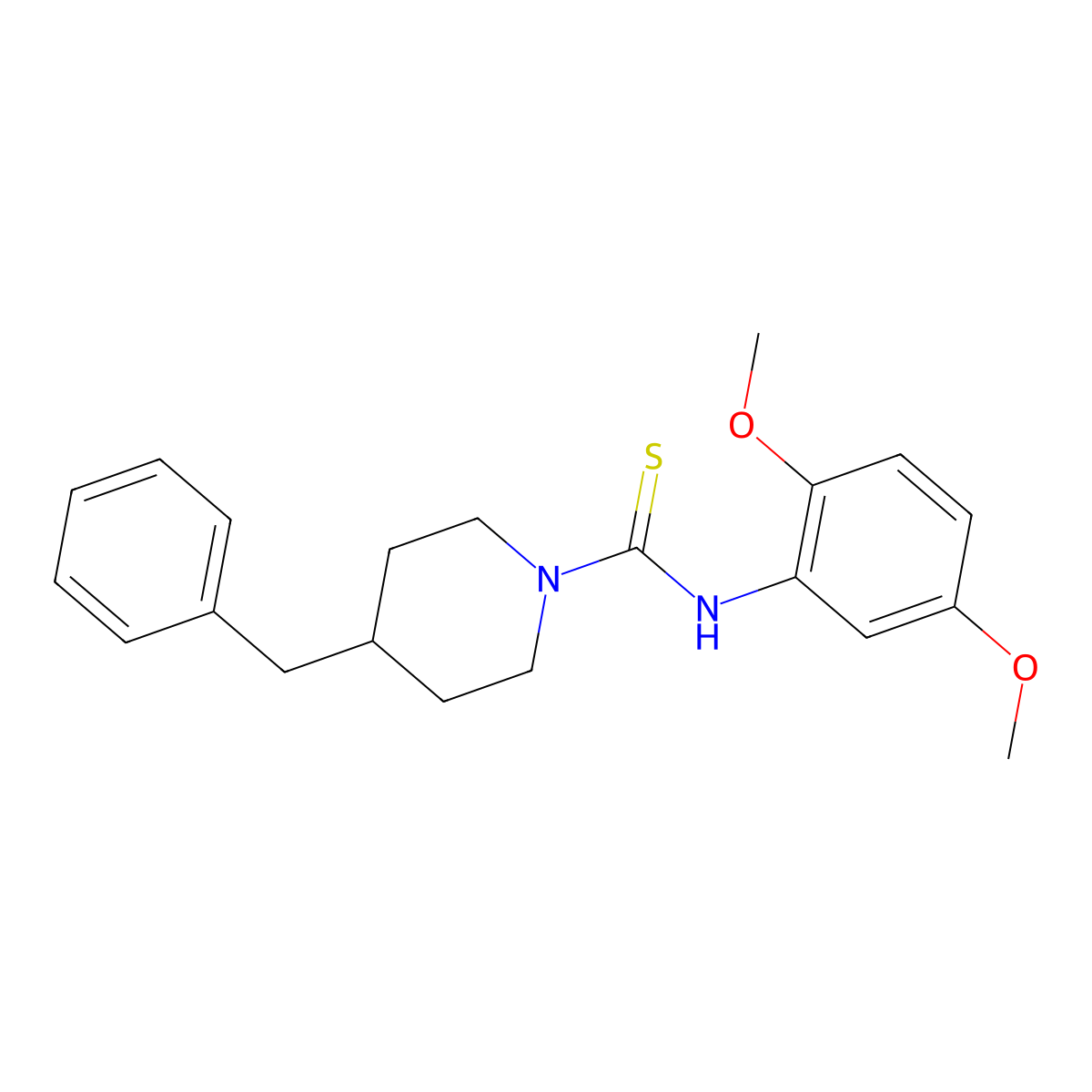 4-benzyl-N-(2,5-dimethoxyphenyl)piperidine-1-carbothioamide molecular structure, CAS 664969-24-8