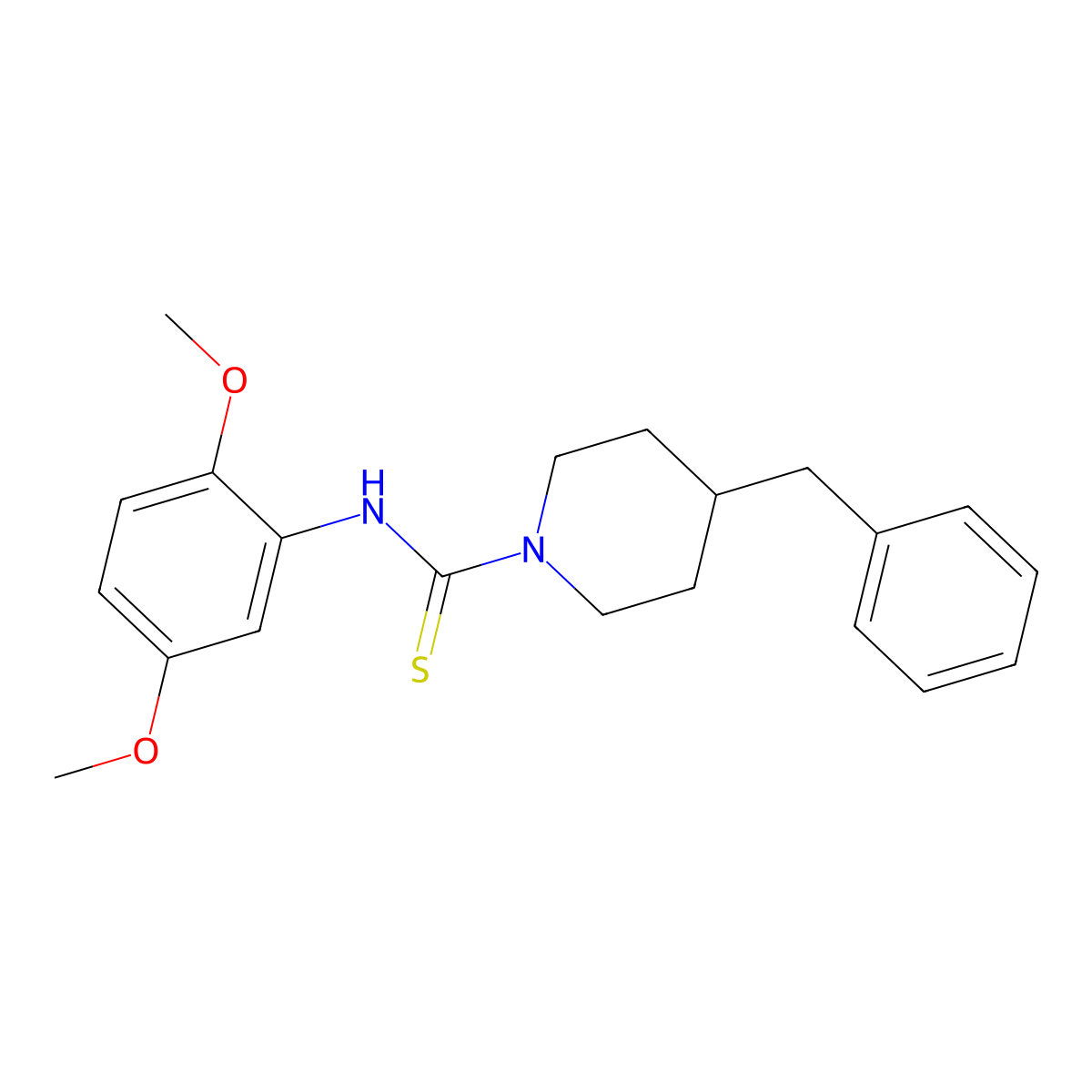 4-benzyl-N-(2,5-dimethoxyphenyl)piperidine-1-carbothioamide molecular structure, CAS 664969-24-8