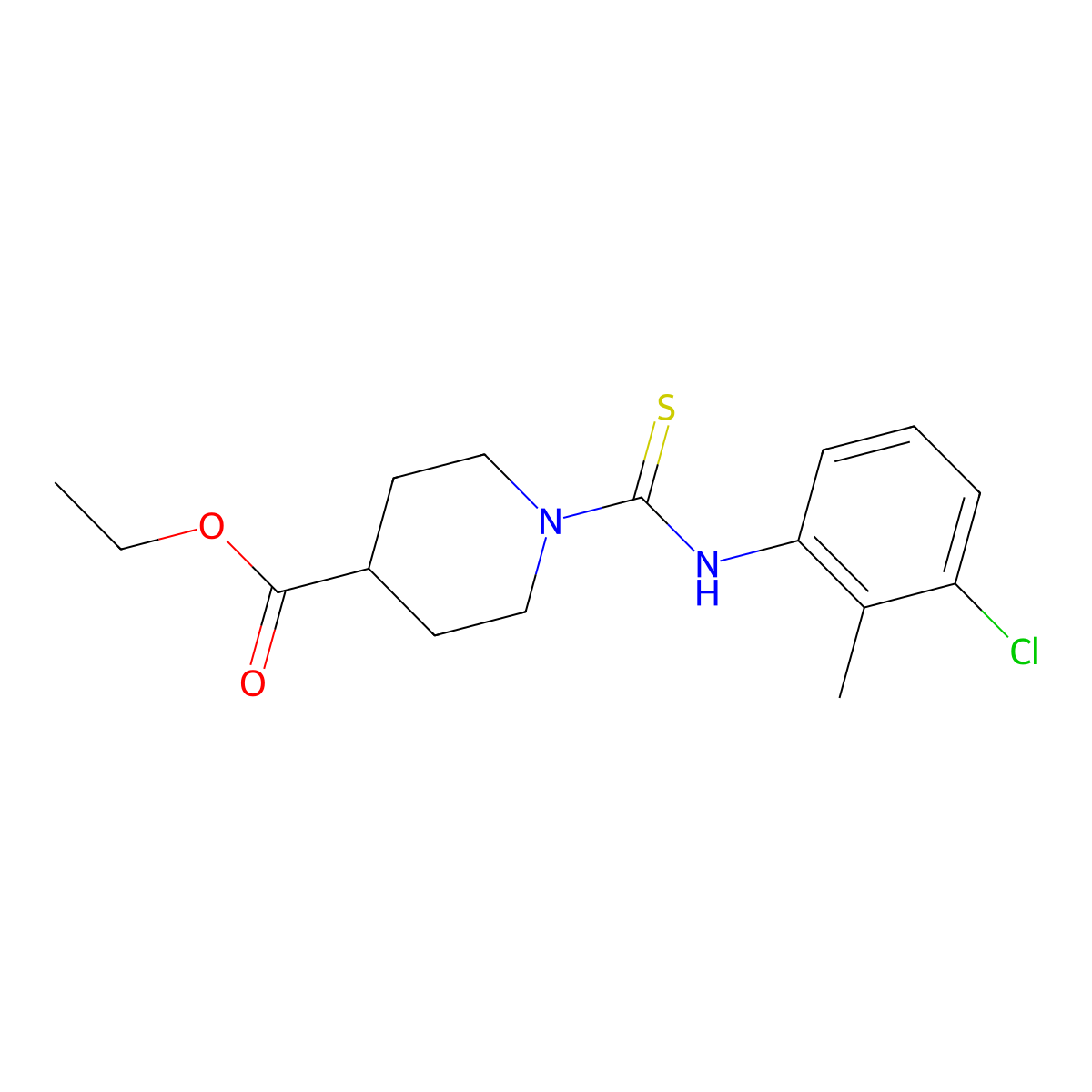 Ethyl 1-[(3-chloro-2-methylphenyl)carbamothioyl]piperidine-4-carboxylate molecular structure, CAS 664969-26-0
