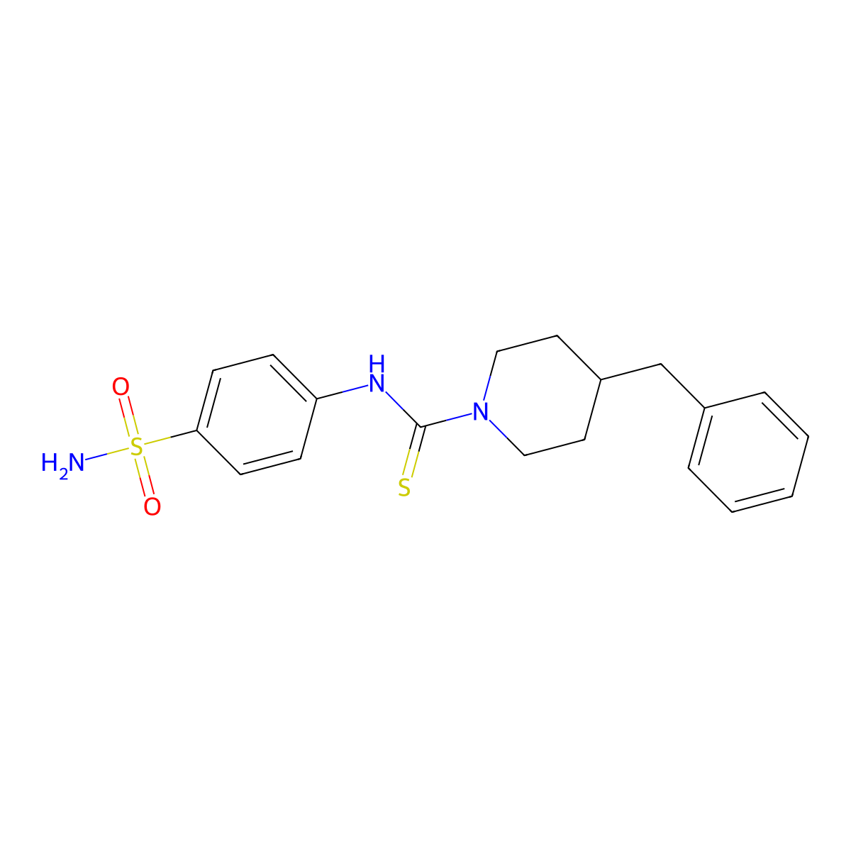 4-benzyl-N-(4-sulfamoylphenyl)piperidine-1-carbothioamide molecular structure, CAS 664969-28-2