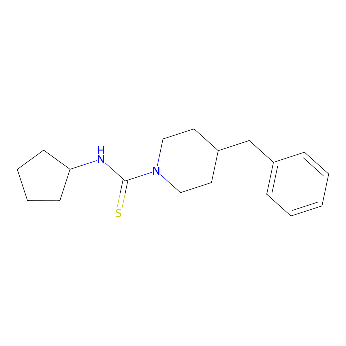 4-benzyl-N-cyclopentylpiperidine-1-carbothioamide molecular structure, CAS 664969-29-3