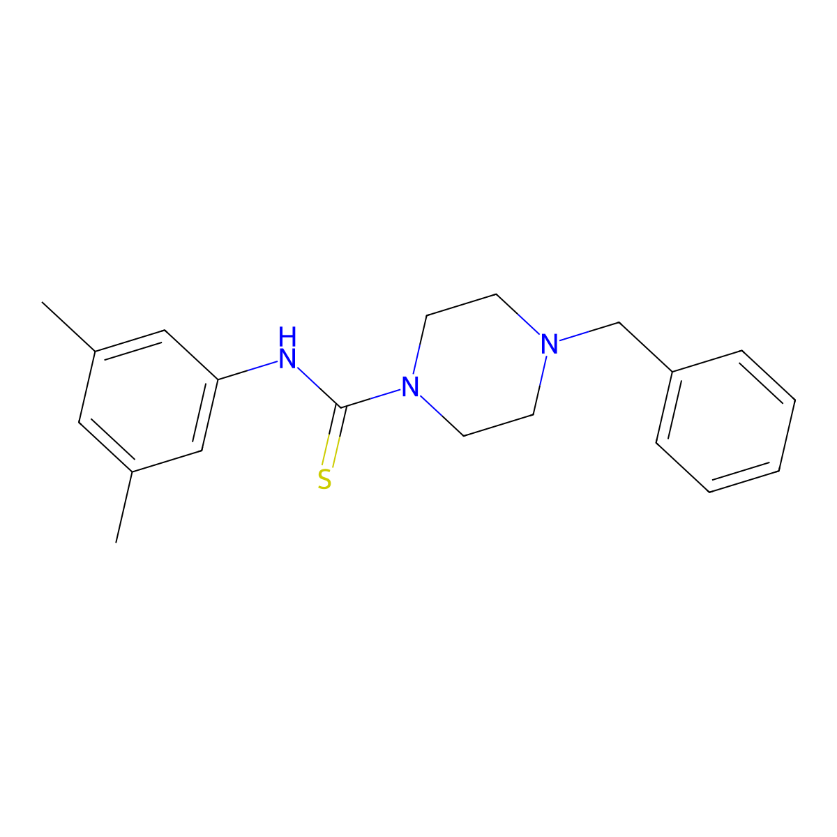 4-benzyl-N-(3,5-dimethylphenyl)piperazine-1-carbothioamide molecular structure, CAS 664969-32-8