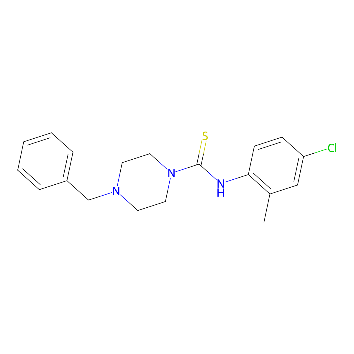 4-benzyl-N-(4-chloro-2-methylphenyl)piperazine-1-carbothioamide molecular structure, CAS 664969-33-9