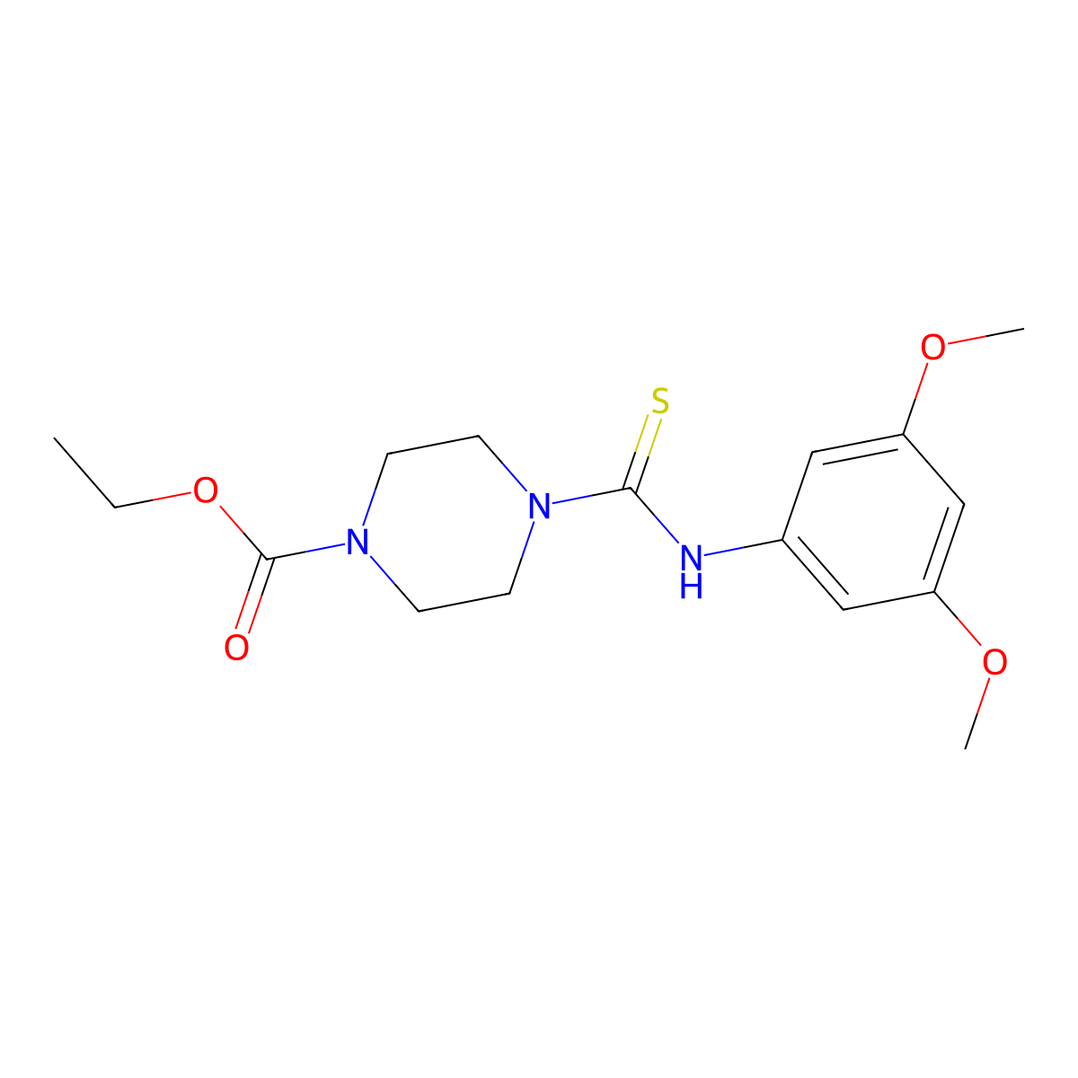 Ethyl 4-[(3,5-dimethoxyphenyl)carbamothioyl]piperazine-1-carboxylate molecular structure, CAS 664969-36-2