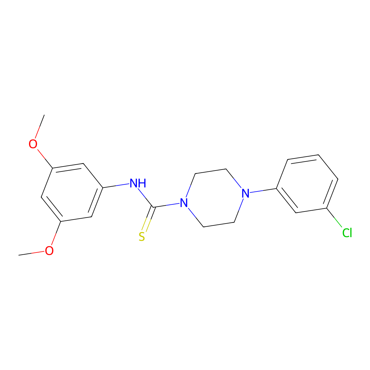 4-(3-chlorophenyl)-N-(3,5-dimethoxyphenyl)piperazine-1-carbothioamide molecular structure, CAS 664969-40-8