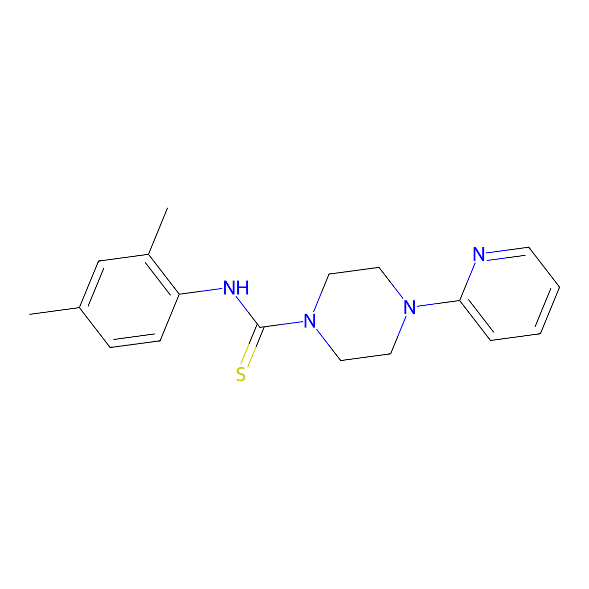 N-(2,4-dimethylphenyl)-4-pyridin-2-ylpiperazine-1-carbothioamide molecular structure, CAS 664969-41-9