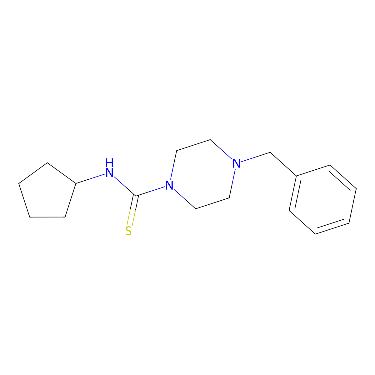 4-benzyl-N-cyclopentylpiperazine-1-carbothioamide molecular structure, CAS 664969-50-0