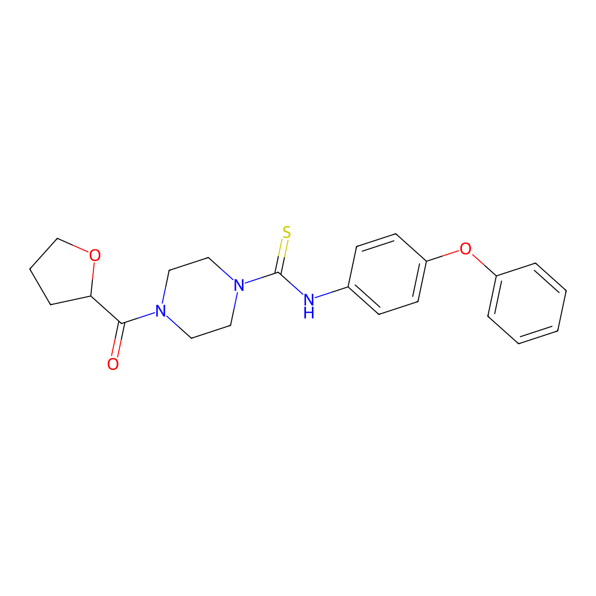 4-(oxolane-2-carbonyl)-N-(4-phenoxyphenyl)piperazine-1-carbothioamide molecular structure, CAS 664969-55-5