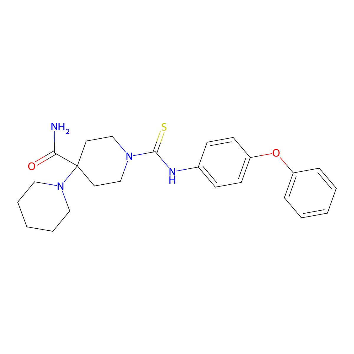 1-[(4-Phenoxyphenyl)carbamothioyl]-4-piperidin-1-ylpiperidine-4-carboxamide molecular structure, CAS 664969-58-8