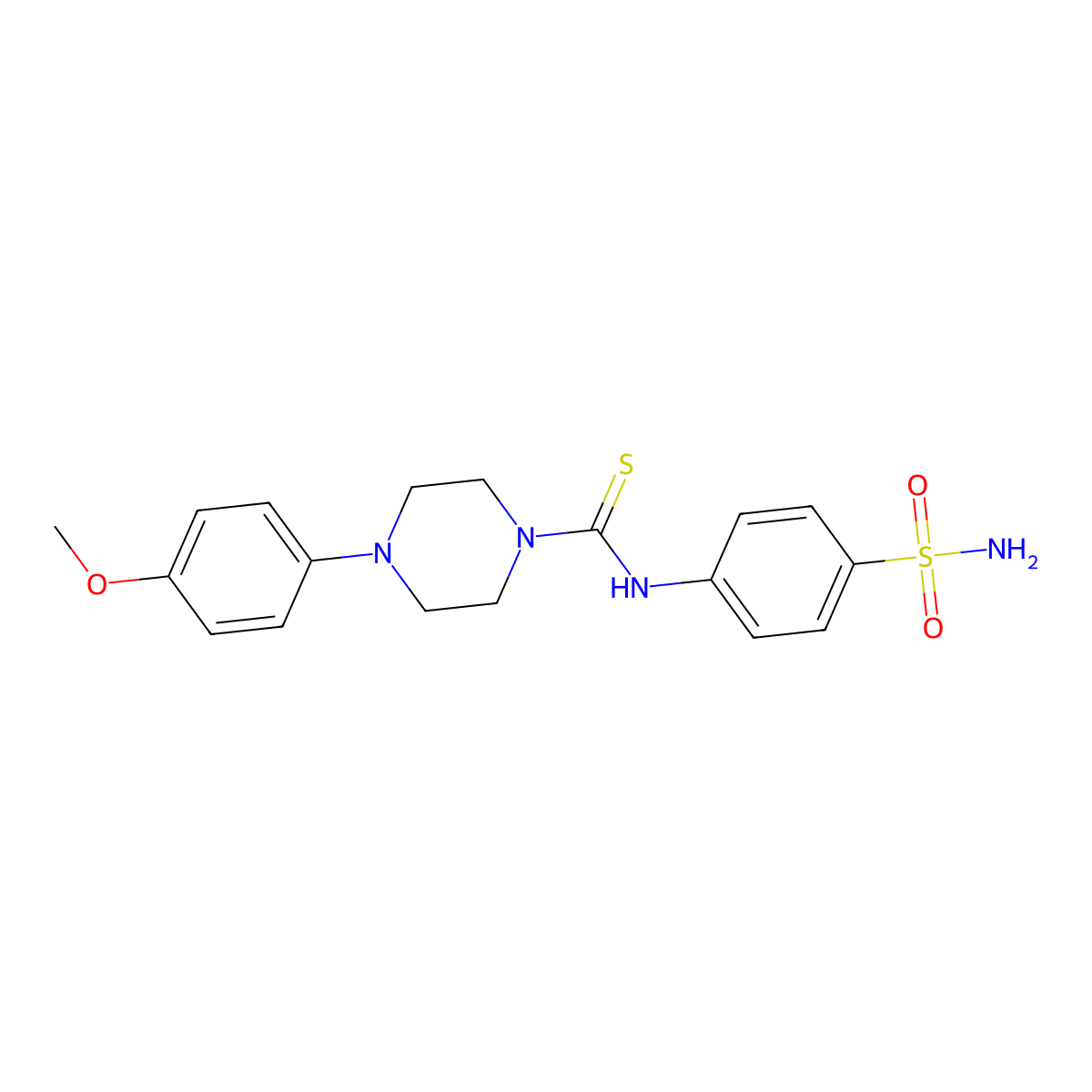 4-(4-methoxyphenyl)-N-(4-sulfamoylphenyl)piperazine-1-carbothioamide molecular structure, CAS 664969-59-9
