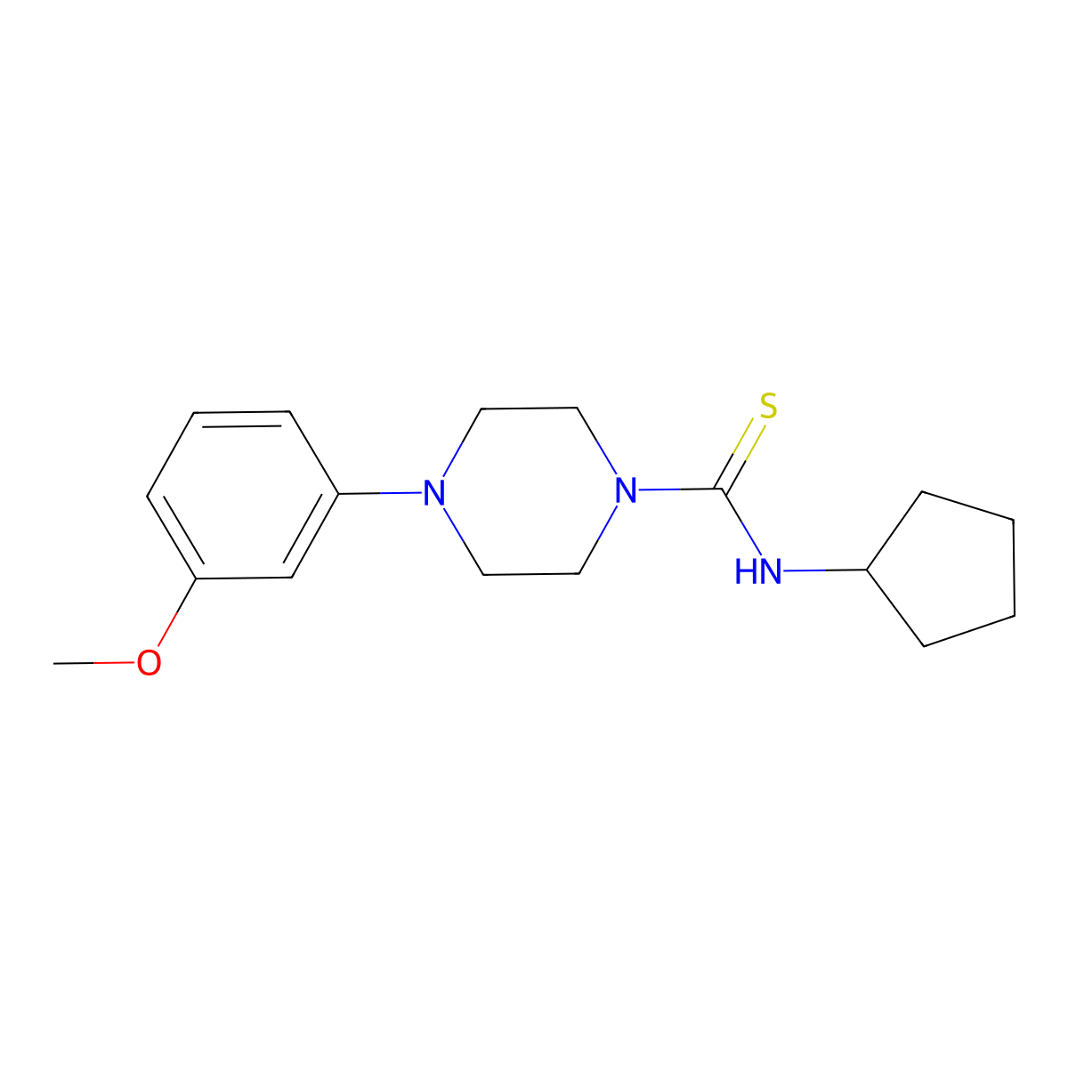 N-cyclopentyl-4-(3-methoxyphenyl)piperazine-1-carbothioamide molecular structure, CAS 664969-61-3