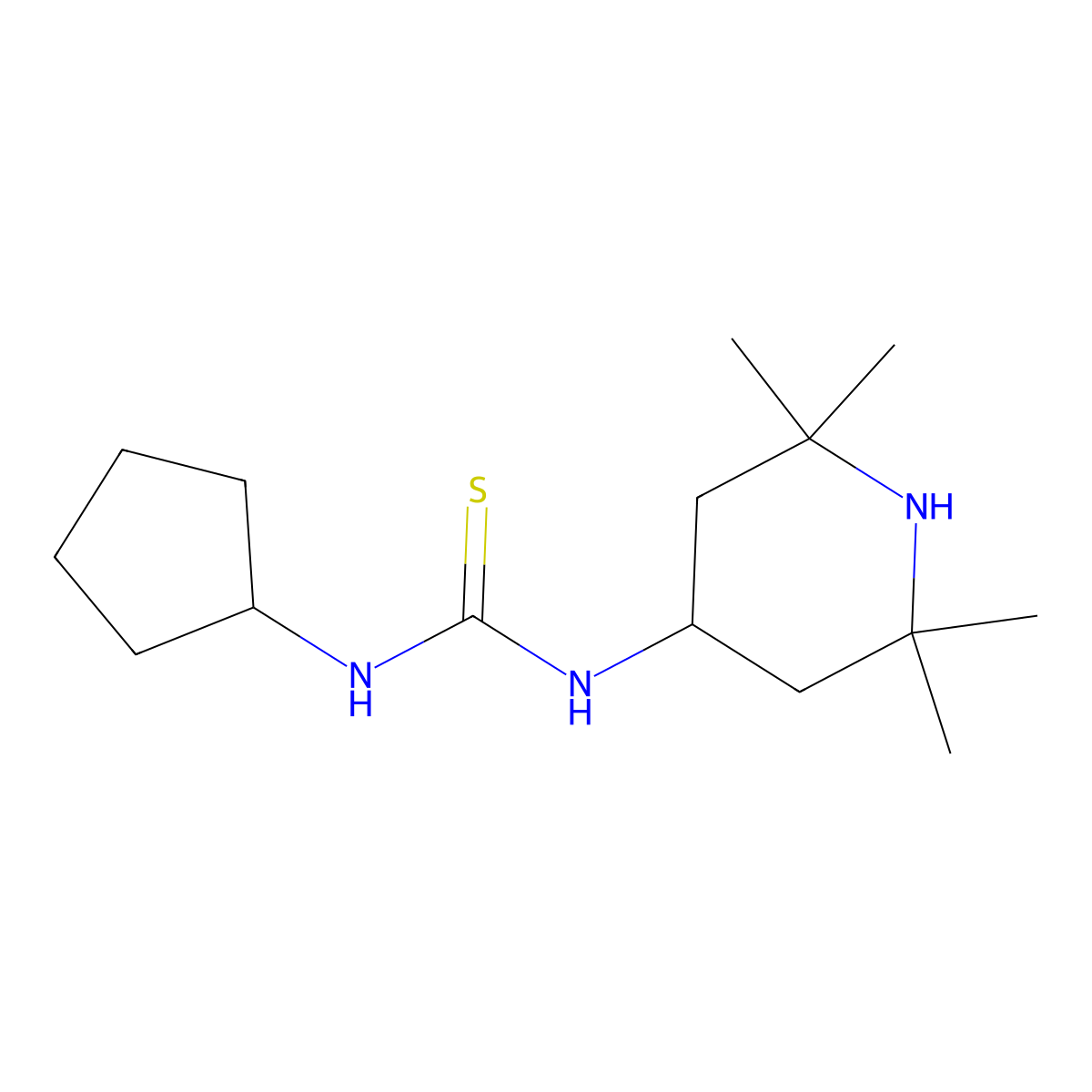 1-Cyclopentyl-3-(2,2,6,6-tetramethylpiperidin-4-yl)thiourea molecular structure, CAS 664969-68-0