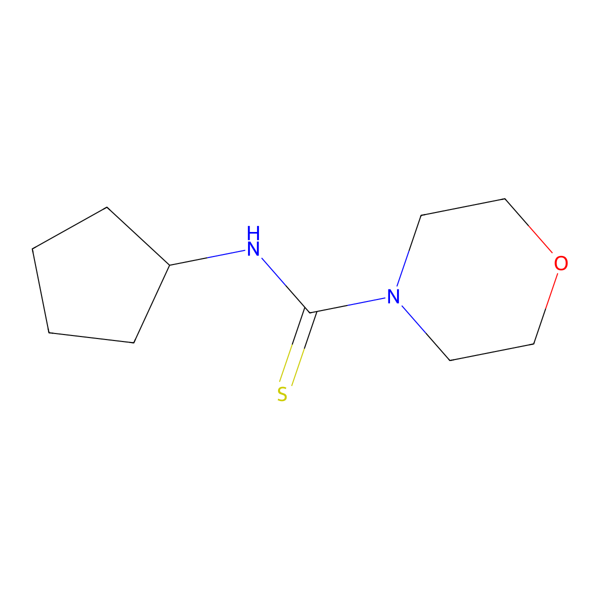 N-cyclopentylmorpholine-4-carbothioamide molecular structure, CAS 664969-75-9