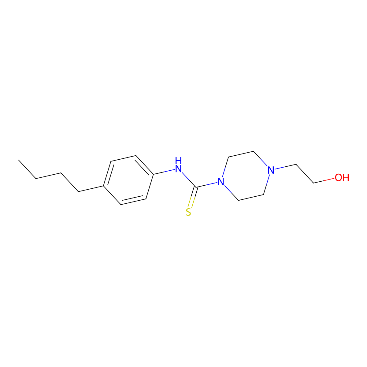 N-(4-butylphenyl)-4-(2-hydroxyethyl)piperazine-1-carbothioamide molecular structure, CAS 664969-79-3