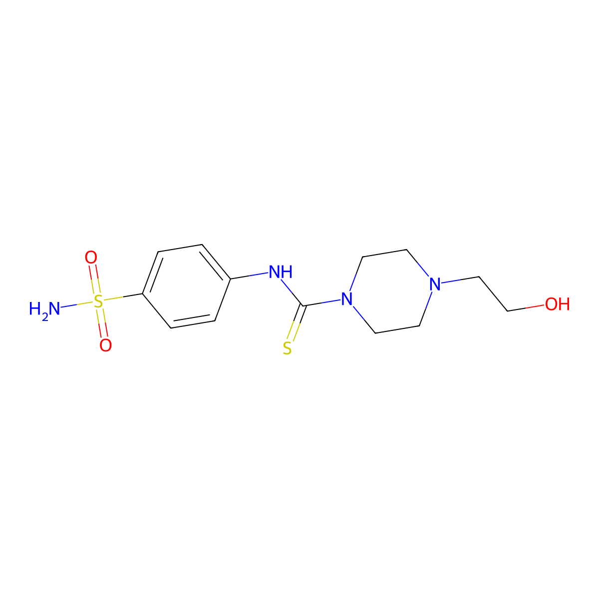 4-(2-hydroxyethyl)-N-(4-sulfamoylphenyl)piperazine-1-carbothioamide molecular structure, CAS 664969-80-6