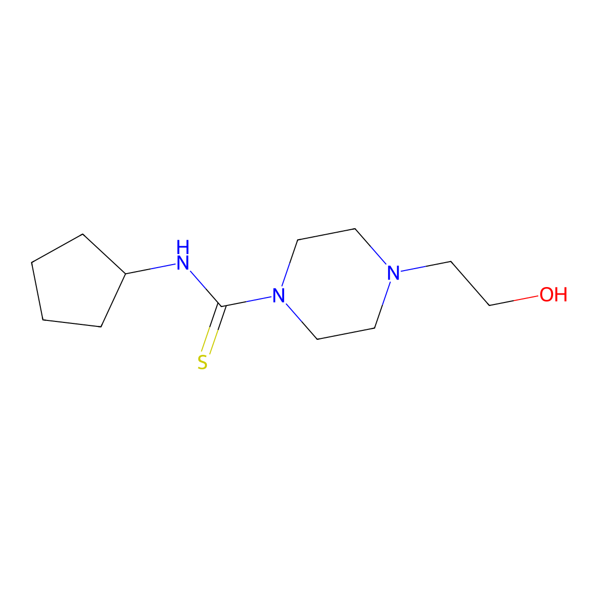 N-cyclopentyl-4-(2-hydroxyethyl)piperazine-1-carbothioamide molecular structure, CAS 664969-81-7