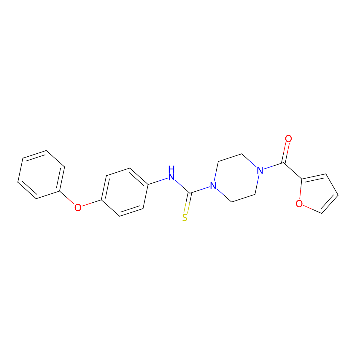 4-(furan-2-carbonyl)-N-(4-phenoxyphenyl)piperazine-1-carbothioamide molecular structure, CAS 664969-85-1