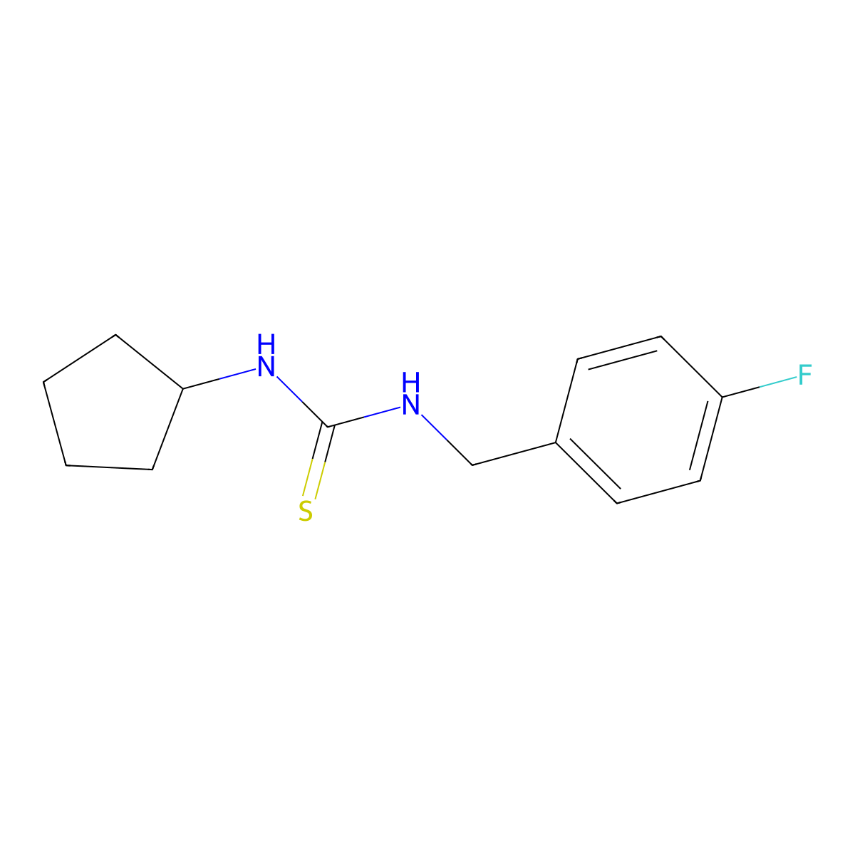 1-Cyclopentyl-3-(4-fluorobenzyl)thiourea molecular structure, CAS 664969-90-8