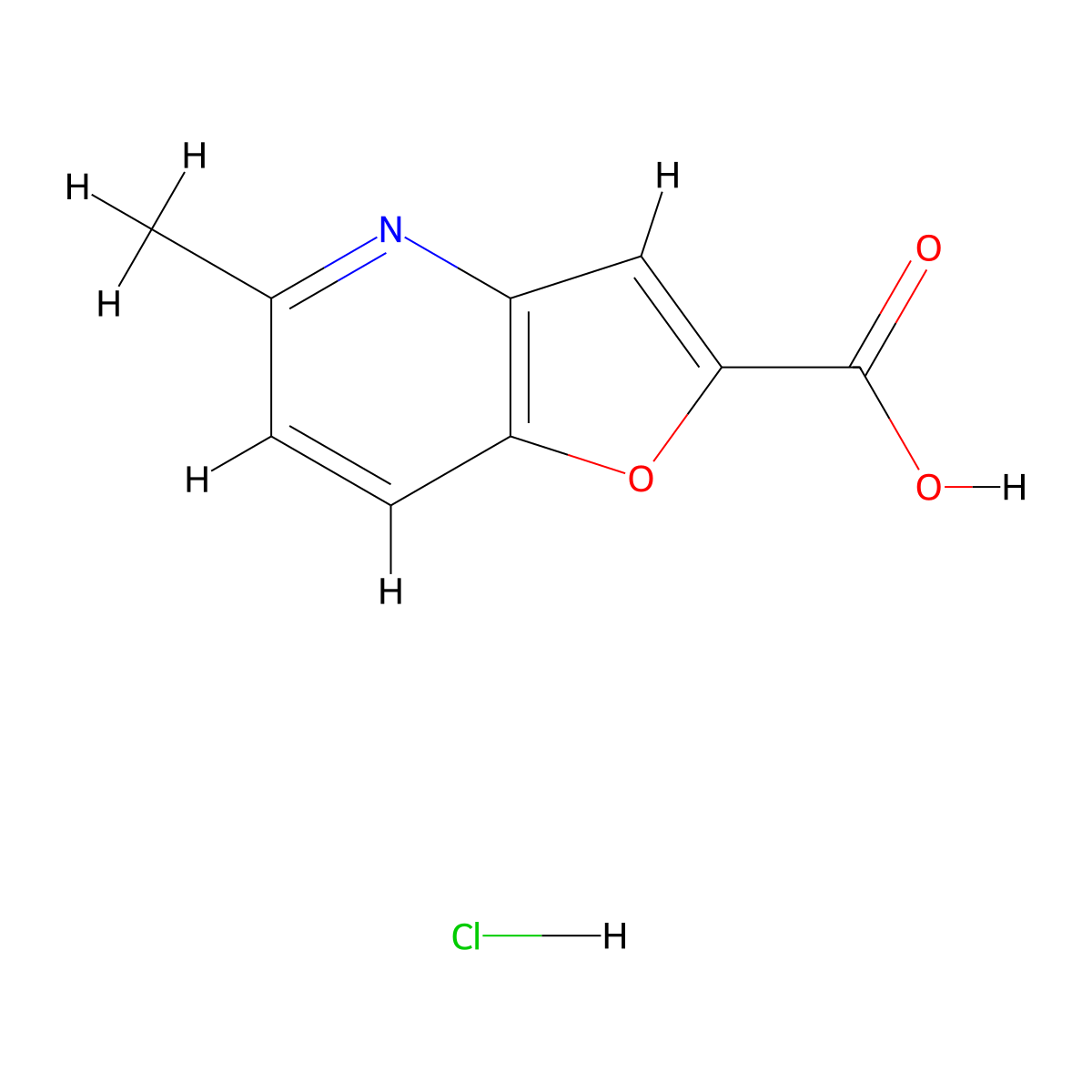 5-Methylfuro(3,2-b)pyridine-2-carboxylic acid hydrochloride molecular structure, CAS 66497-44-7