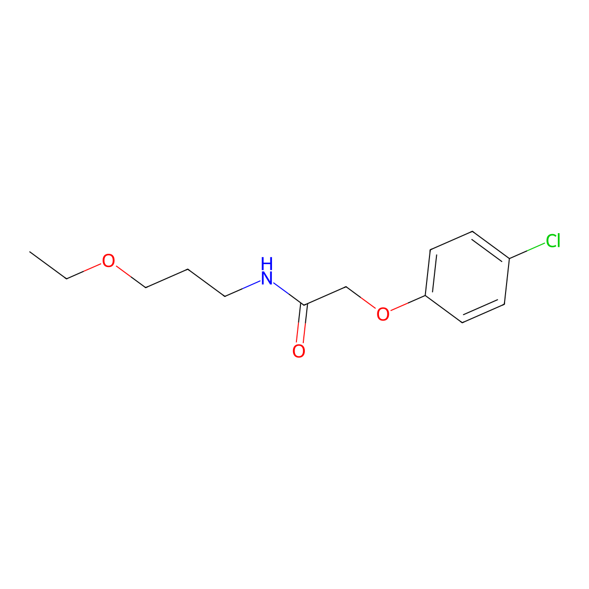 2-(4-chlorophenoxy)-N-(3-ethoxypropyl)acetamide molecular structure, CAS 664970-55-2
