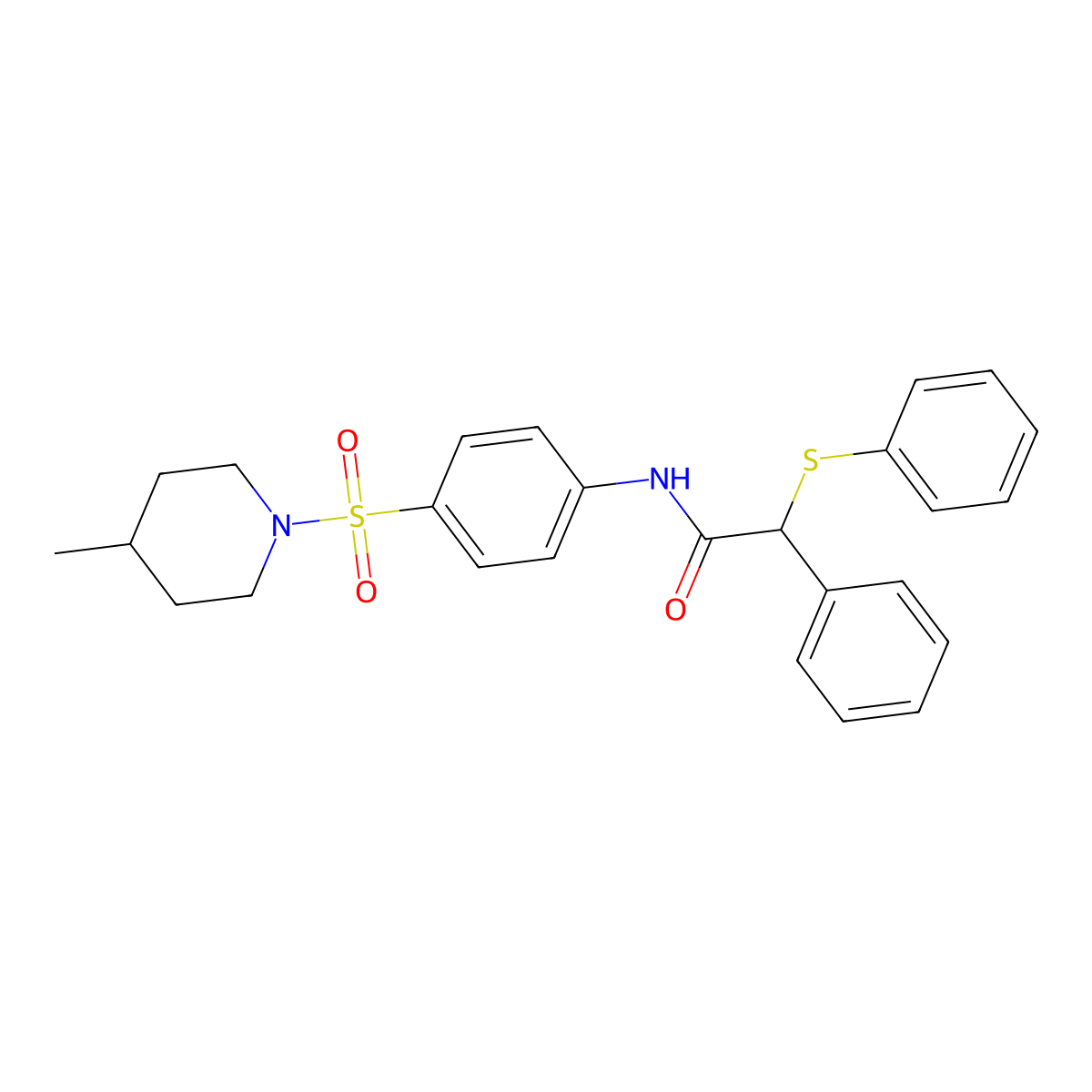 N-[4-(4-methylpiperidin-1-yl)sulfonylphenyl]-2-phenyl-2-phenylsulfanylacetamide molecular structure, CAS 664970-73-4