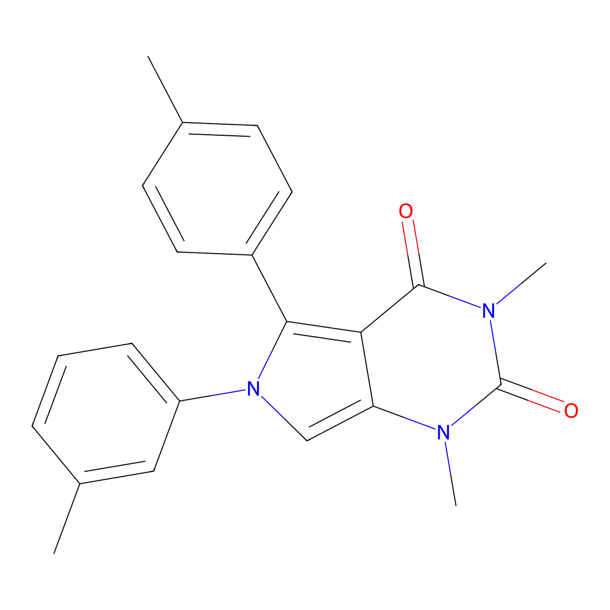 1,3-dimethyl-6-(3-methylphenyl)-5-(4-methylphenyl)-1H-pyrrolo[3,4-d]pyrimidine-2,4(3H,6H)-dione molecular structure, CAS 664970-84-7