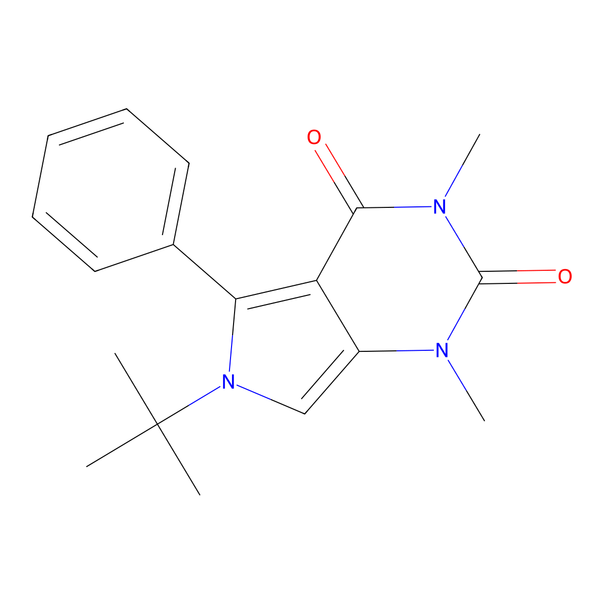 6-tert-butyl-1,3-dimethyl-5-phenyl-1H-pyrrolo[3,4-d]pyrimidine-2,4(3H,6H)-dione molecular structure, CAS 664970-91-6