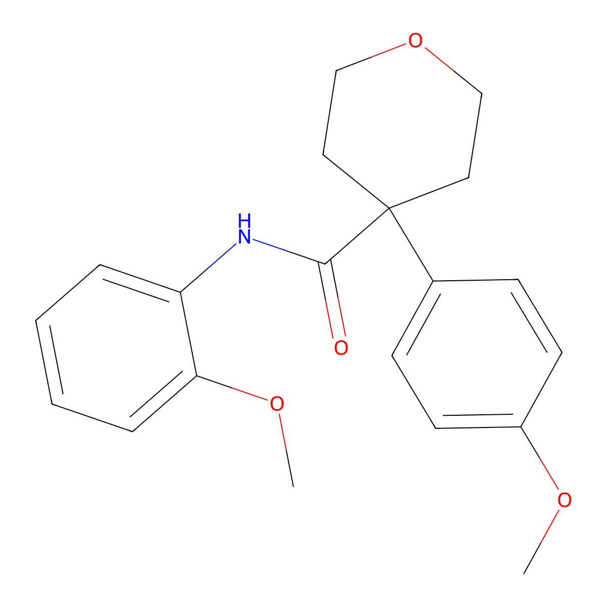 N-(2-methoxyphenyl)-4-(4-methoxyphenyl)oxane-4-carboxamide molecular structure, CAS 664971-08-8