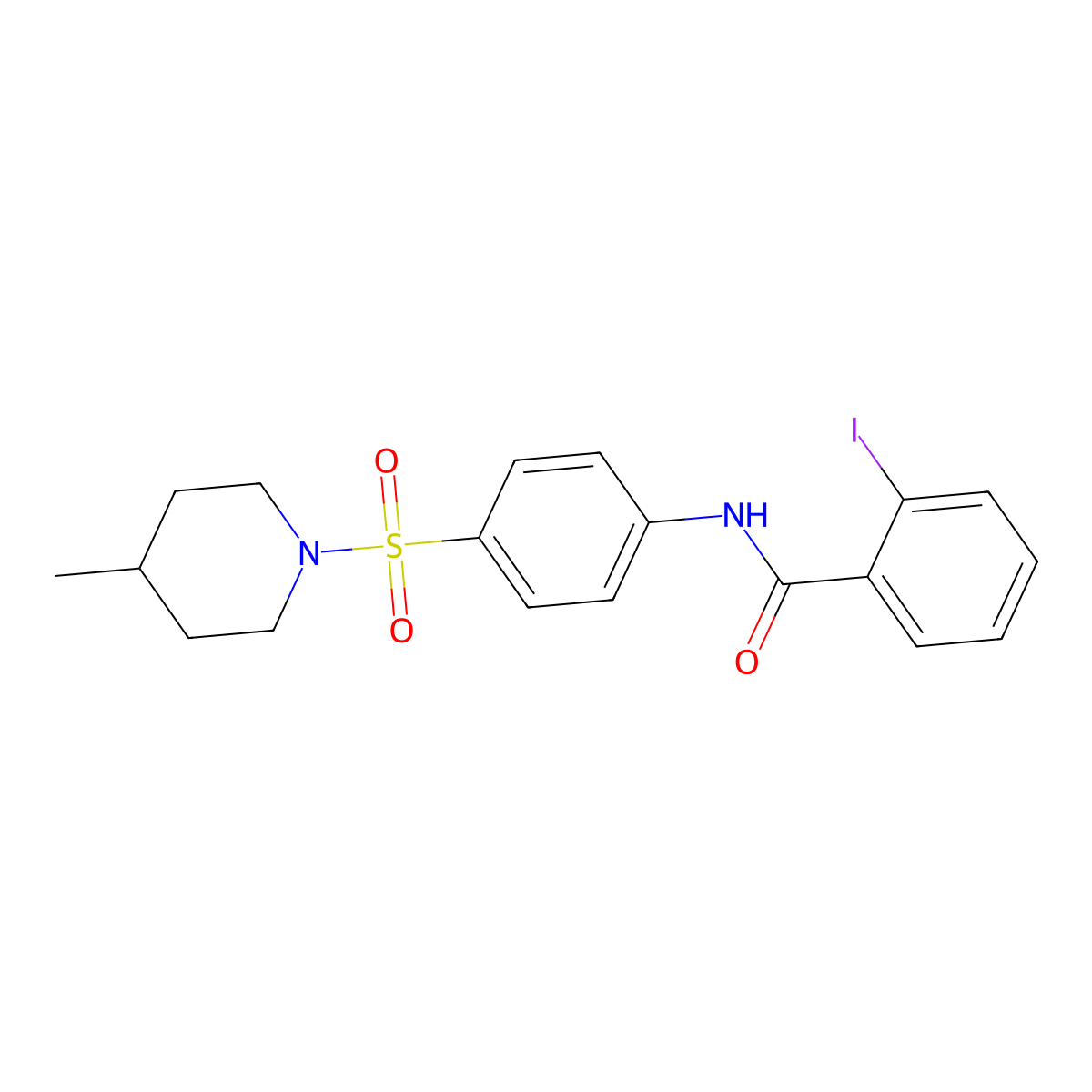 2-iodo-N-[4-(4-methylpiperidin-1-yl)sulfonylphenyl]benzamide molecular structure, CAS 664971-11-3