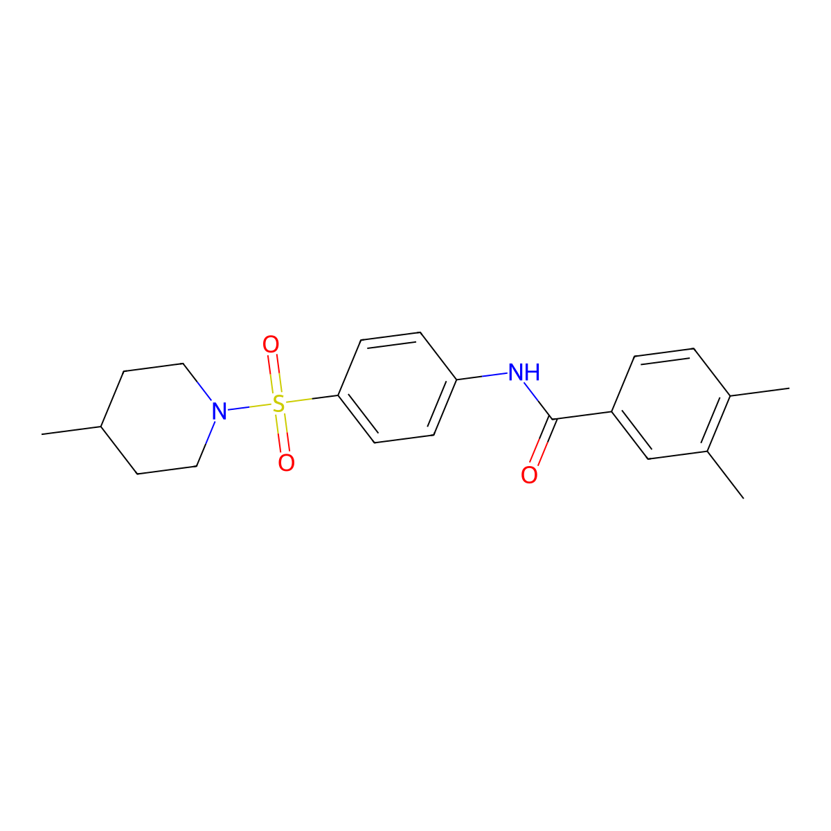 3,4-dimethyl-N-{4-[(4-methylpiperidin-1-yl)sulfonyl]phenyl}benzamide molecular structure, CAS 664971-16-8