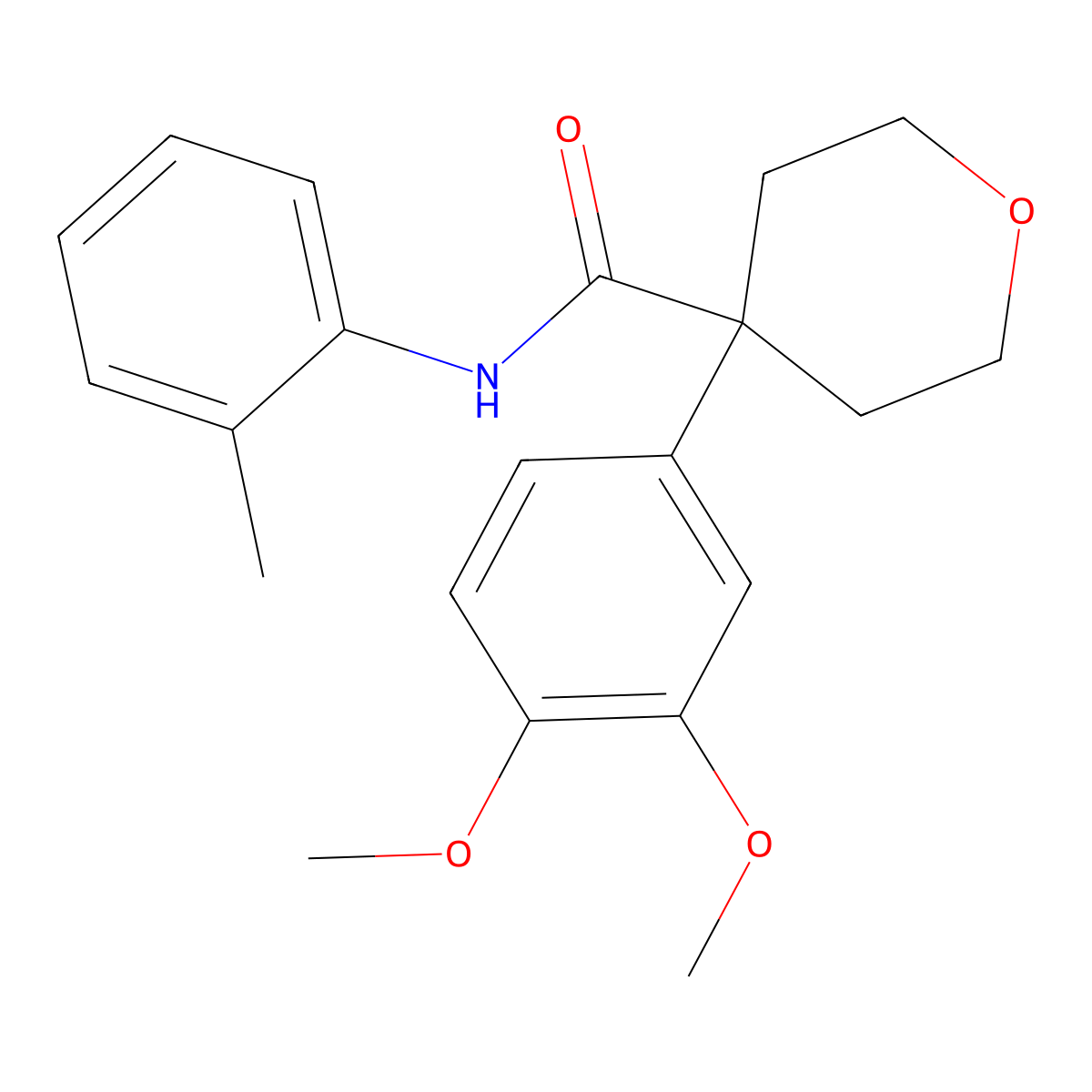 4-(3,4-dimethoxyphenyl)-N-(2-methylphenyl)oxane-4-carboxamide molecular structure, CAS 664971-19-1