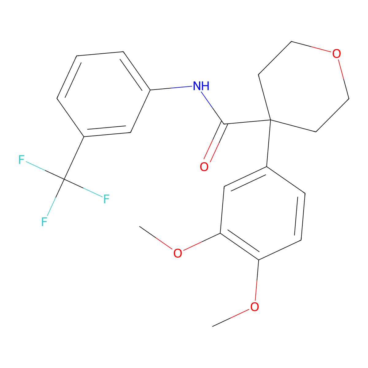 4-(3,4-dimethoxyphenyl)-N-[3-(trifluoromethyl)phenyl]oxane-4-carboxamide molecular structure, CAS 664971-23-7