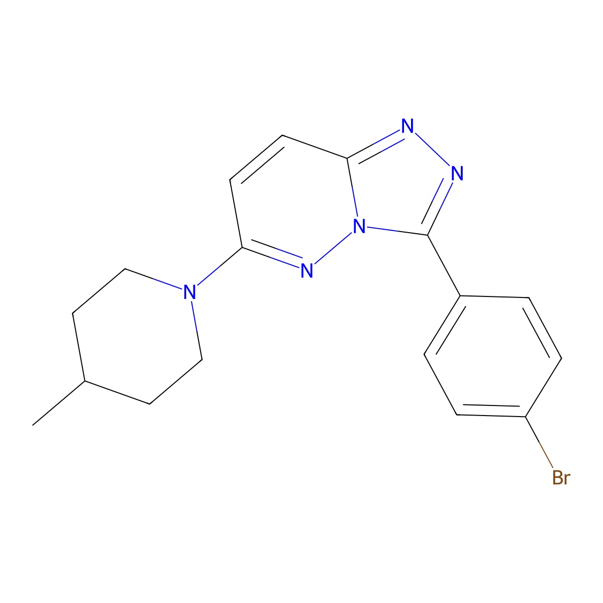 3-(4-Bromophenyl)-6-(4-methylpiperidin-1-yl)-[1,2,4]triazolo[4,3-b]pyridazine molecular structure, CAS 664971-30-6