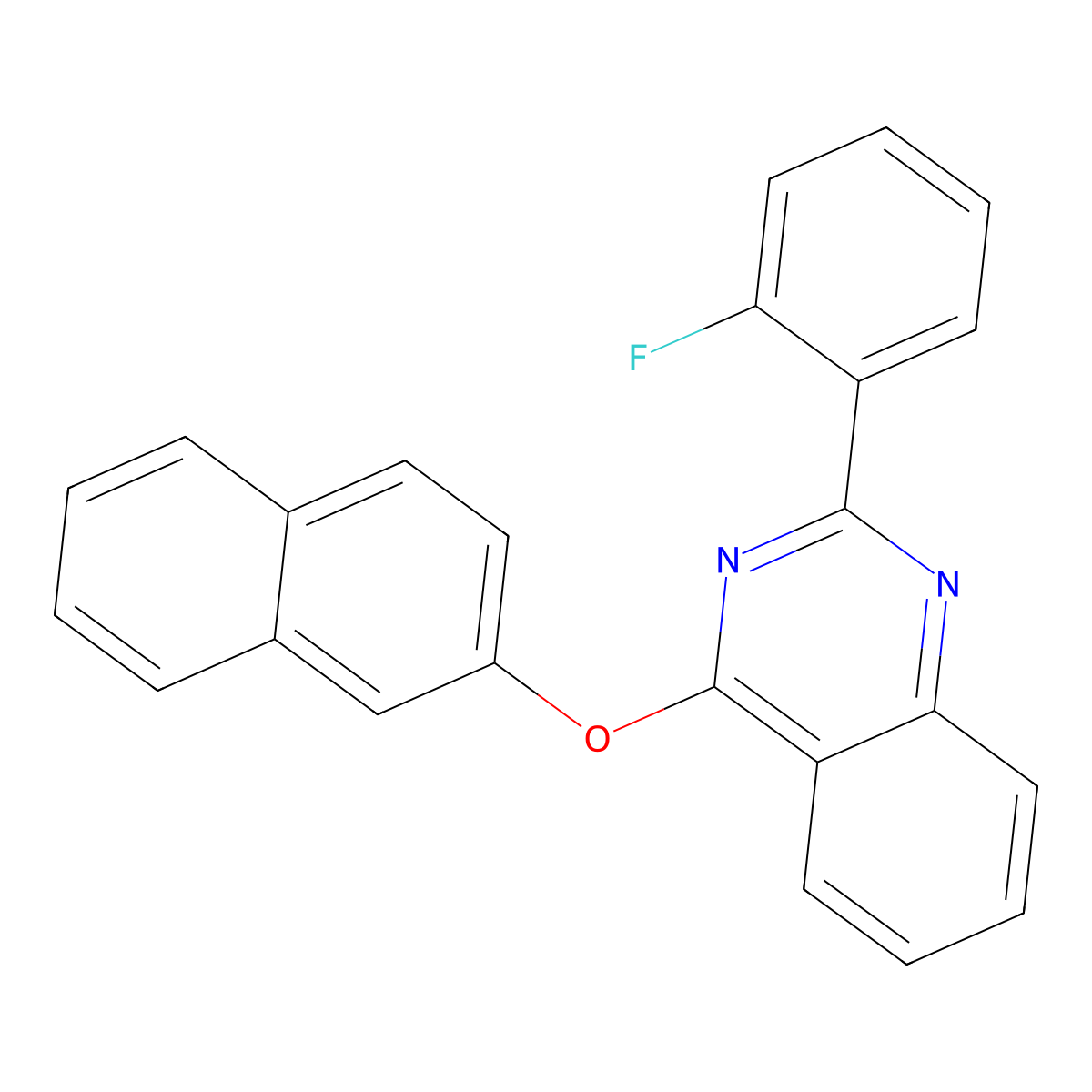 2-(2-Fluorophenyl)-4-naphthalen-2-yloxyquinazoline molecular structure, CAS 664971-44-2