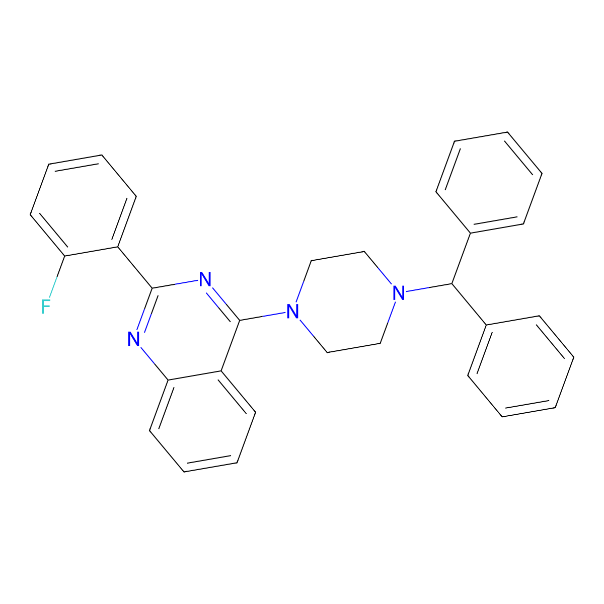 4-(4-Benzhydryl-1-piperazinyl)-2-(2-fluorophenyl)quinazoline molecular structure, CAS 664971-45-3