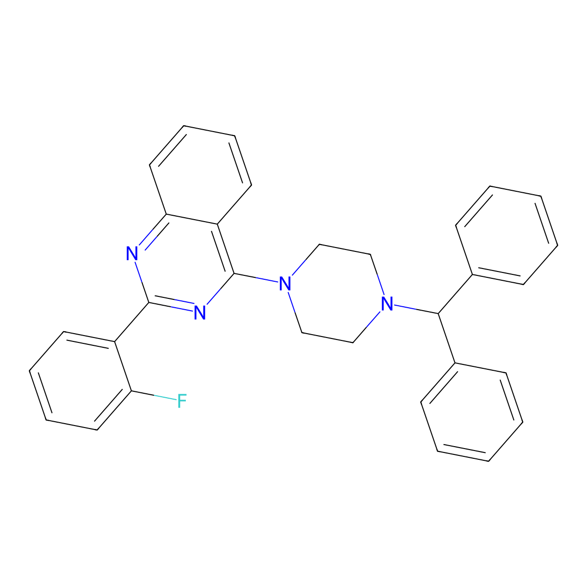 4-(4-Benzhydryl-1-piperazinyl)-2-(2-fluorophenyl)quinazoline molecular structure, CAS 664971-45-3