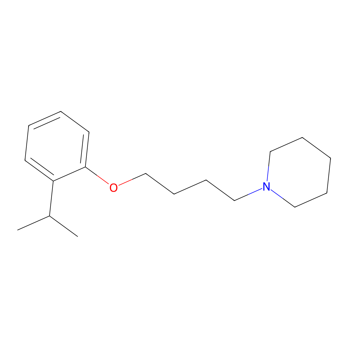 2-Isopropylphenyl 4-(1-piperidinyl)butyl ether molecular structure, CAS 664971-50-0