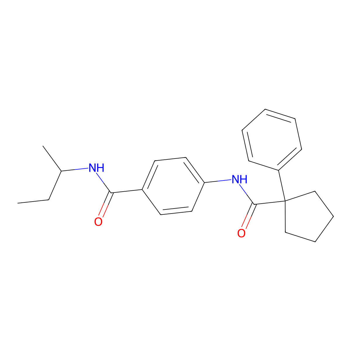 N-butan-2-yl-4-[(1-phenylcyclopentanecarbonyl)amino]benzamide molecular structure, CAS 664971-58-8