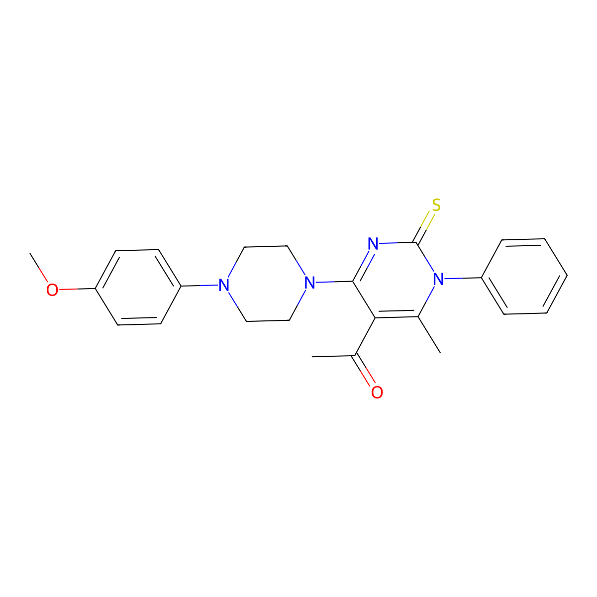 1-{4-[4-(4-Methoxyphenyl)-1-piperazinyl]-6-methyl-1-phenyl-2-thioxo-1,2-dihydro-5-pyrimidinyl}ethanone molecular structure, CAS 664971-64-6